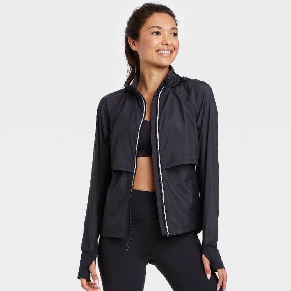 NWT All In Motion Black Track Hooded Jacket
